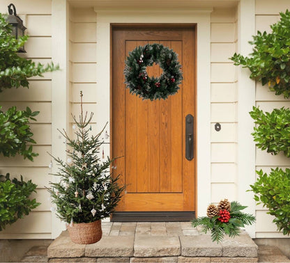 Ghirlanda innevata Natalizia Folta Diametro 45 cm Pigne e Bacche Interno Esterno