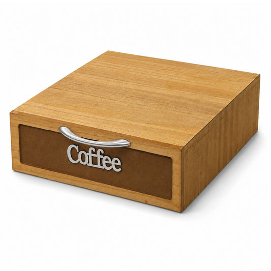 Cassetto Porta Cialde e Capsule Caffè 3 Scomparti Legno Scuro 30x30x10 cm