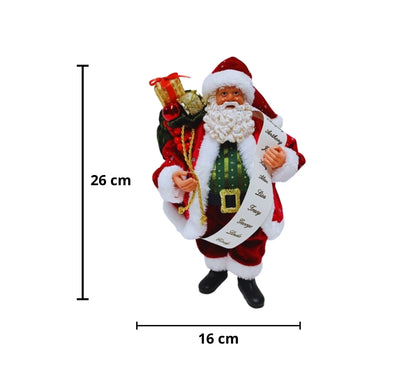 Babbo Natale 26 Cm Statua con Sacco di Regali Realistico Decorazione Natalizia