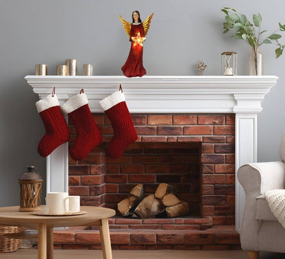 Statuina Angelo Luminoso 26 cm Decorazione Natalizia Casa Angelo con Stella LED