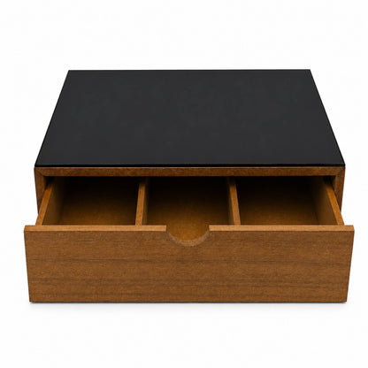 Cassetto Porta Cialde Capsule in Legno Organizer Cucina 30x30x10 cm 3 Scomparti