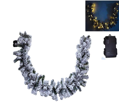 Ghirlanda Luminosa tralcio Verde innevato con luci 180 cm 120 Rami LED Luce Calda