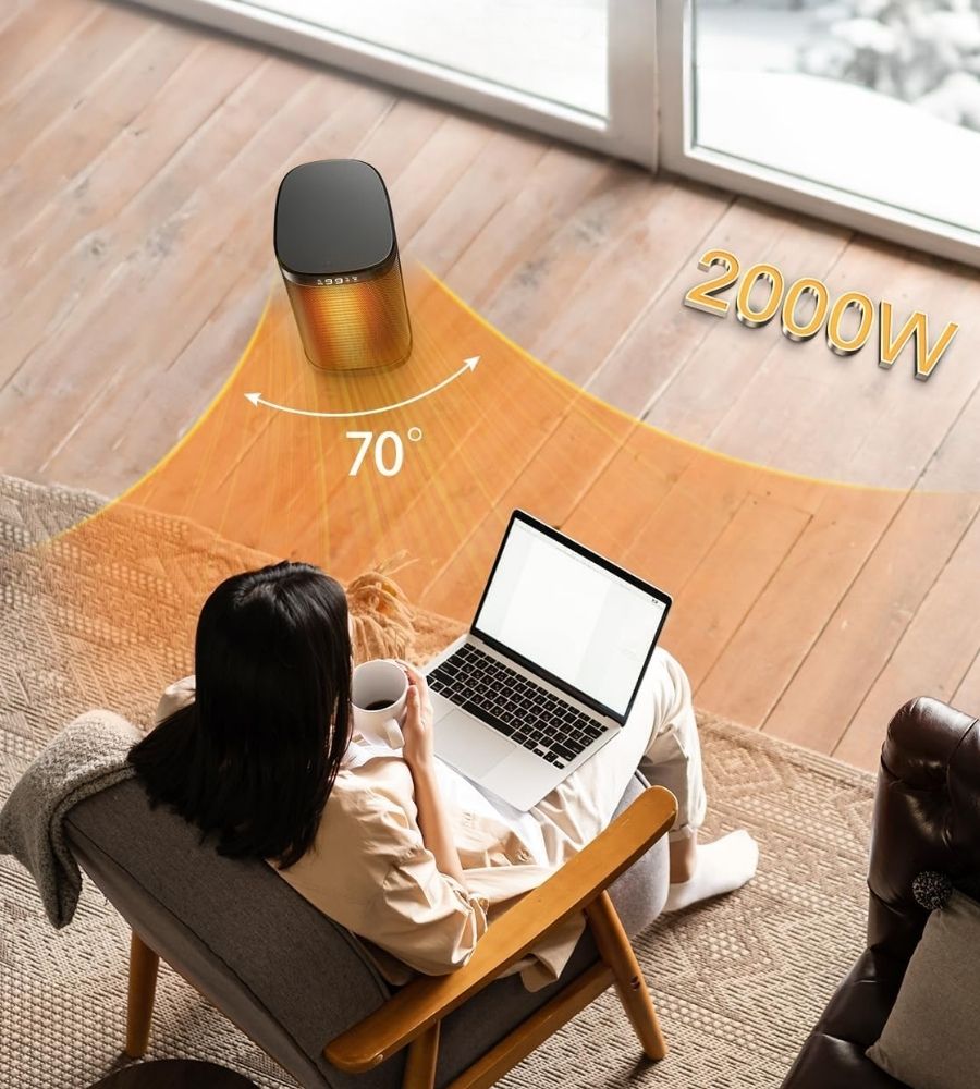 Stufa Elettrica 2000W PTC Termoventilatore con 3 Modalità Oscillante Timer