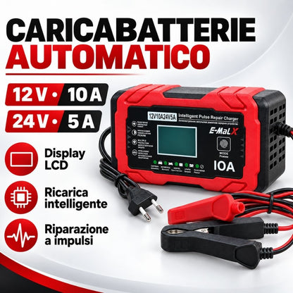 Caricabatteria Auto Moto Mantenitore Carica Professionale 12 / 24V Portatile