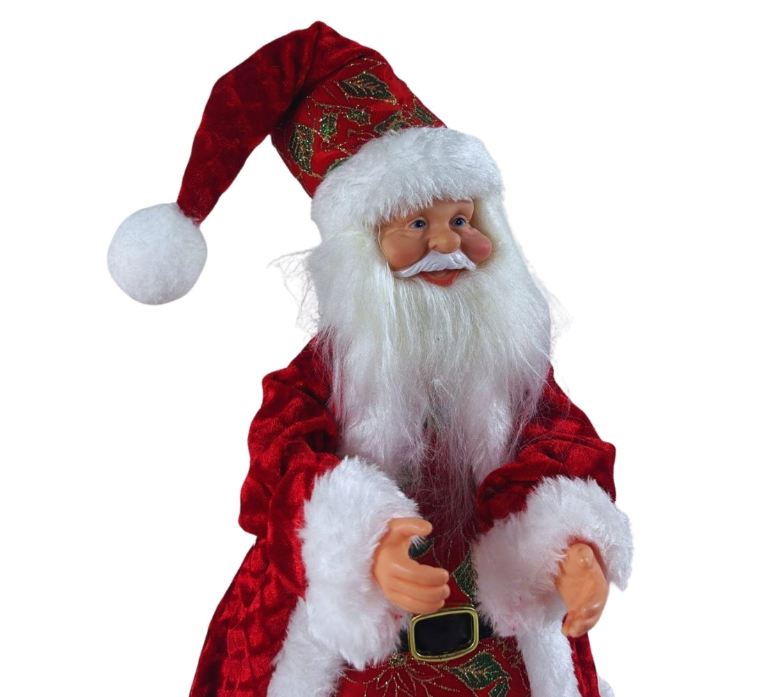 Puntale per Albero Babbo Natale 30 cm Abito con Pelliccia Decorazioni Natalizie