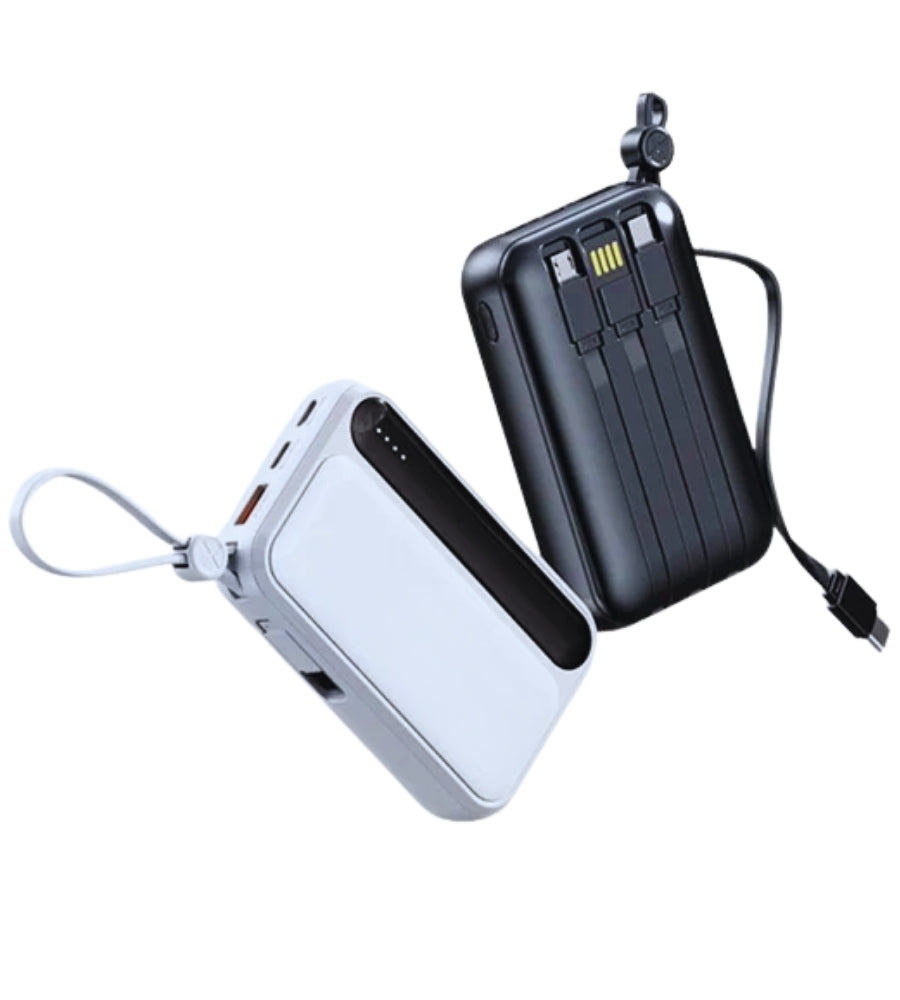 Power Bank 20000 mAh Caricabatterie Portatile Alta Velocità 4 Cavi USB Fast