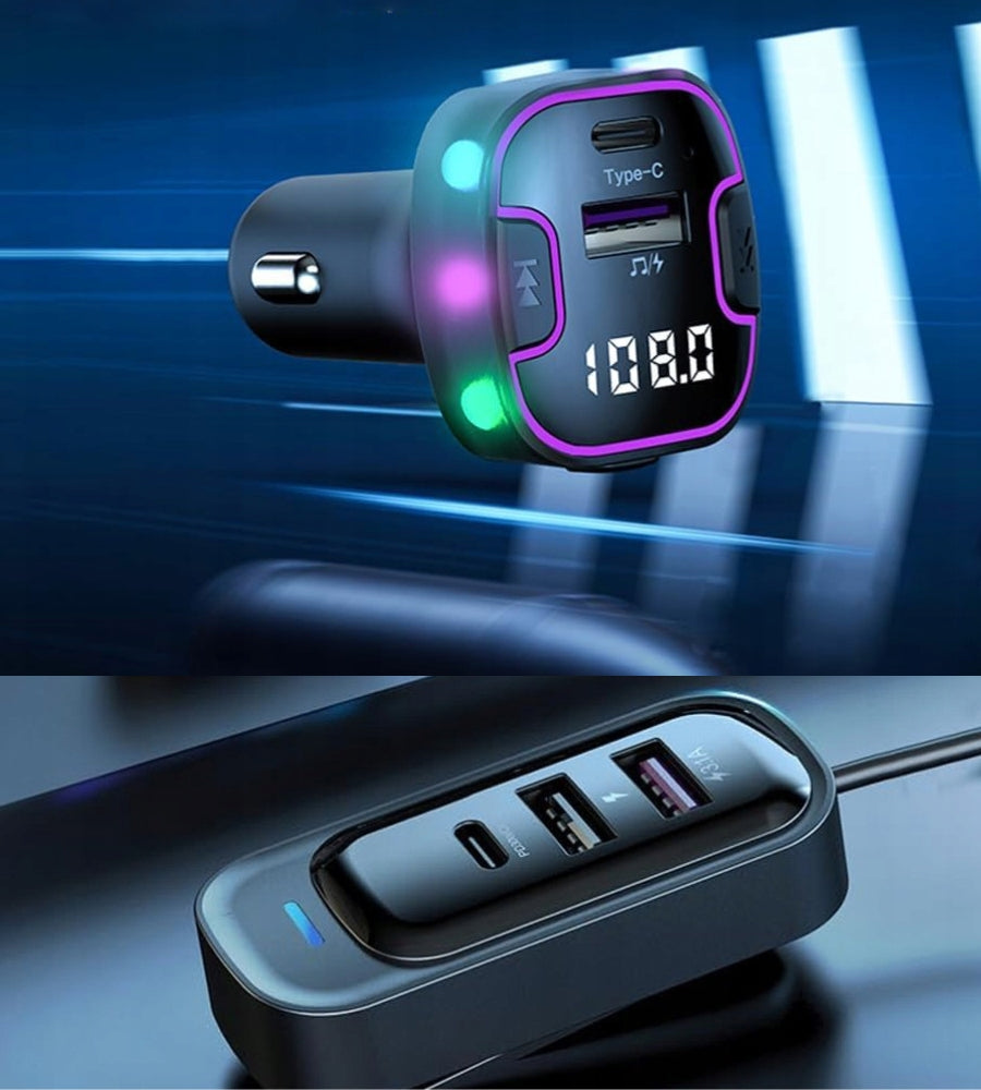 Adattatore Auto Musica Bluetooth Radio Accendisigari BT 5.0 Trasmettitore 5 USB