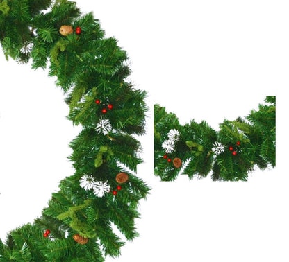 Ghirlanda Natalizia Folta Pigne e Bacche 180 Punte Decorazioni Natale 2 Metri