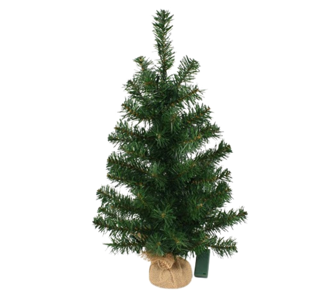 Albero di Natale Illuminato Piede in yuta 60 cm Ø 35 cm 20 LED a Batteria