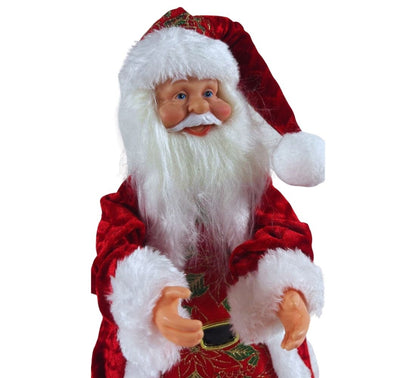 Puntale per Albero Babbo Natale 30 cm Abito con Pelliccia Decorazioni Natalizie