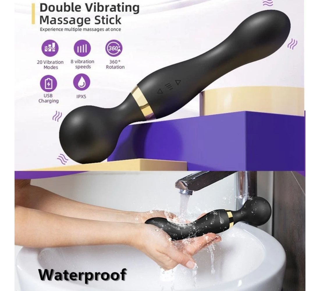 Massaggiatore Portatile Senza Fili Impermeabile USB 20 Modi Vibrazione 8 Speed