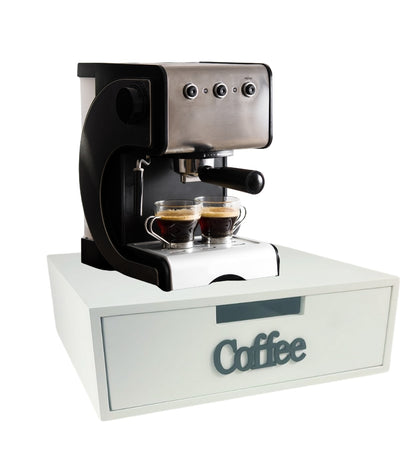 Cassetto Porta Cialde Capsule in Legno Organizer Cucina 30x30x10 cm Bianco