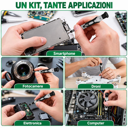 Kit Cacciaviti di Precisione 115 in 1 Magnetici per Smartphone PC e Tablet
