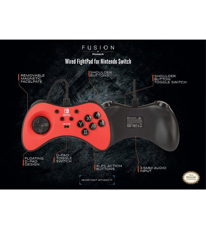 Controller Joypad Cablato Fusion FightPad per Nintendo Switch 6 Tasti