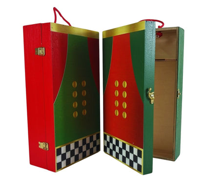 Cassetta Porta Bottiglie in Legno Doppia Scatola per 2 Bottiglie Vino Decorata
