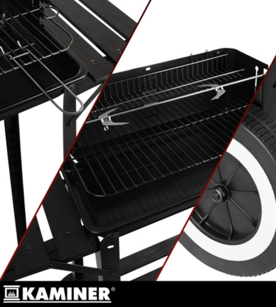 Barbecue a Carbone da Giardino con Girarrosto 93x41x86cm BBQ Grill con Accessori
