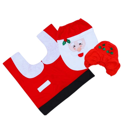 Copri Water Natalizio Set 3 pz da Bagno Babbo Natale Copriwater Tappeto Rotolo