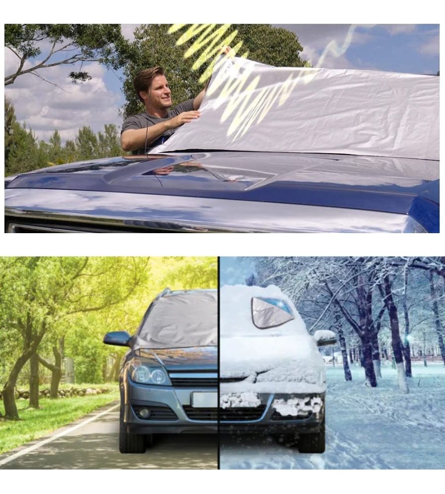 Telo Copri Parabrezza Auto Magnetico Antigelo Parasole Double Face 160x120 cm