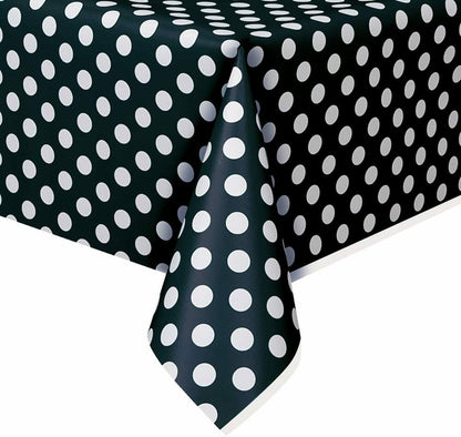 Coppia Tovaglia da Tavola Plastificata Riutilizzabile a Pois per Party Compleanno Protezione Tavolo 274 x 137 cm