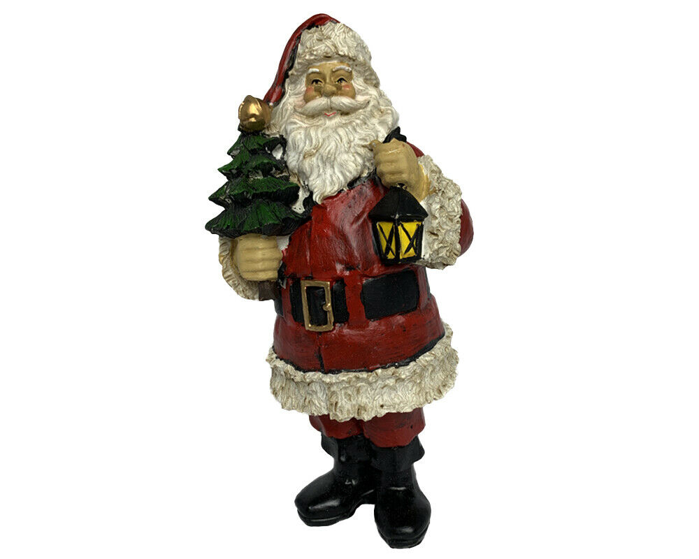 Babbo Natale Statua 20 cm Albero e Lanterna Decorazioni Natalizie