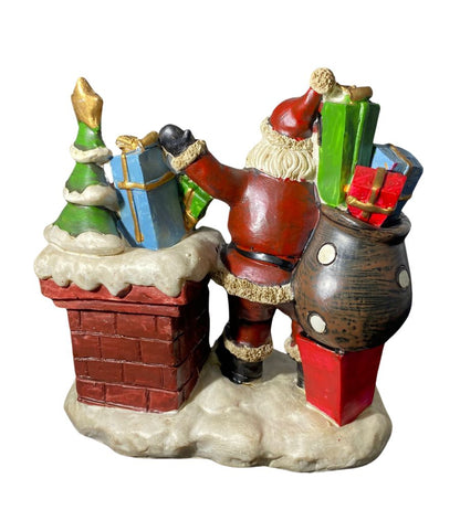 Babbo Natale Statua 14 cm Caminetto con Regali Decorazioni Natalizie