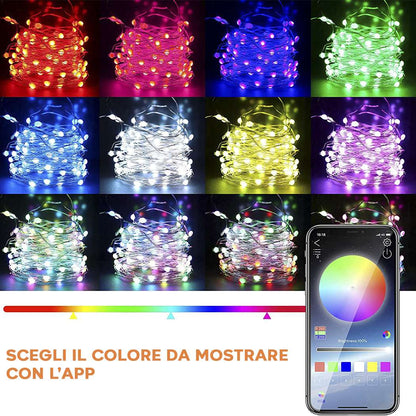 Striscia Led RGB Bluetooth Luci Smart Albero di Natale APP Telecomando 10Mt Xmas