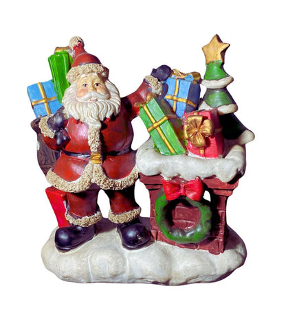 Babbo Natale Statua 14 cm Caminetto con Regali Decorazioni Natalizie