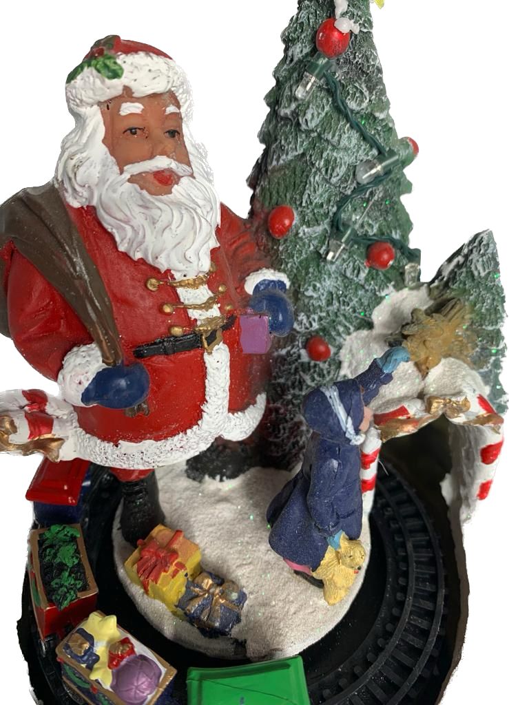 Carillon Babbo Natale e Trenino con Movimento Melodie Natale 24x19x18 cm 41807