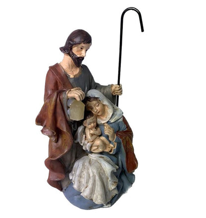 Natività Presepe Lanterna LED San Giuseppe Madonna Gesù Bambino Natalizio 19 cm