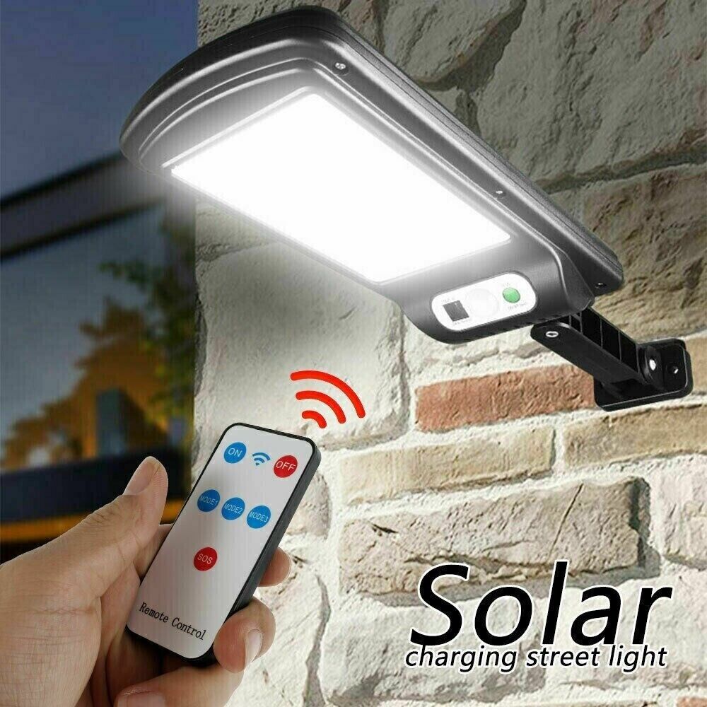 Lampione Faro Pannello Solare Fotovoltaico 160 LED Cob IP45 Sensore Movimento