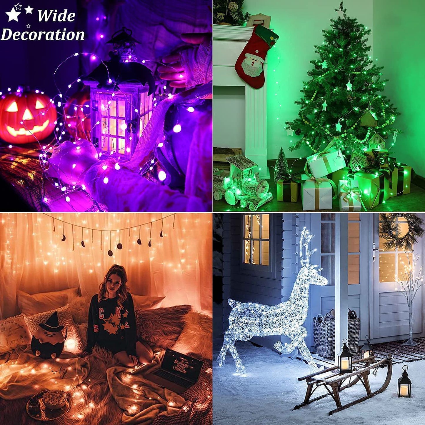 Striscia Led RGB Bluetooth Luci Smart Albero di Natale APP Telecomando 10Mt Xmas