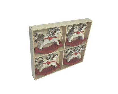 Cavallo a Dondolo 8 pz appendino Decorazione Albero Addobi Natale Casa 5x6 cm Fair