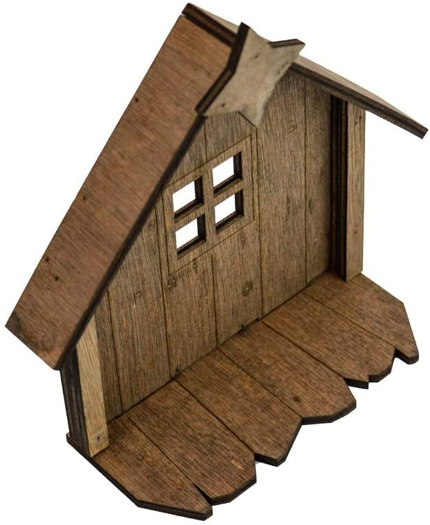 Presepe Capanna in Legno con Nativita' 20 x 20 x 7 cm Addobbi Natalizi Avvento Fair