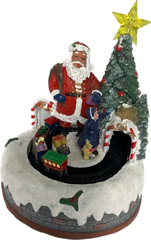 Carillon Babbo Natale e Trenino con Movimento Melodie Natale 24x19x18 cm 41807