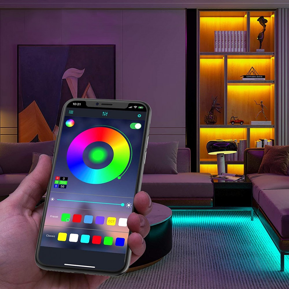 Striscia LED Smart RGB, 5m, funziona con App,  Alexa, Google Home,  cambia colore con lo