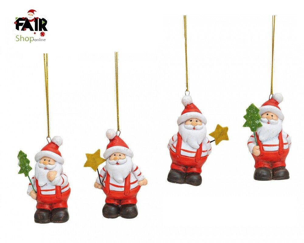 Babbo Natale Appendino Decorazione per Albero Addobi Natale per la Casa 4 pz 7cm Fair