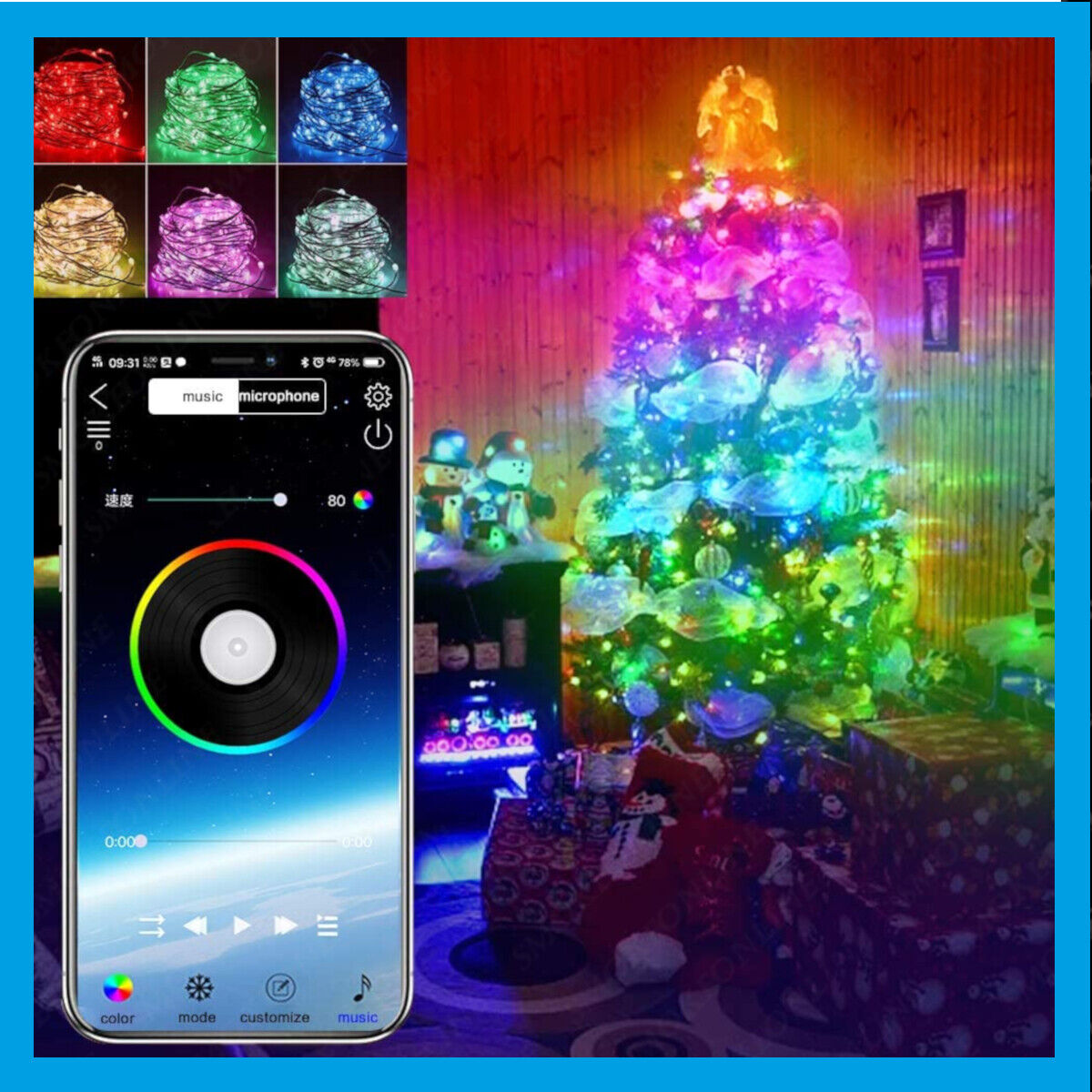 Striscia Led RGB Bluetooth Luci Smart Albero di Natale APP Telecomando 10Mt Xmas