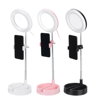 Specchio Trucco Anello Luminoso Luce Led Regolabile Supporto Smartphone Selfie Tik Tok Ring