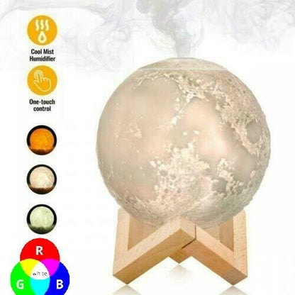 Diffusore Aromi Lampada Luna 3D LED RGB Moon Light Umidificatore Depuratore Aria