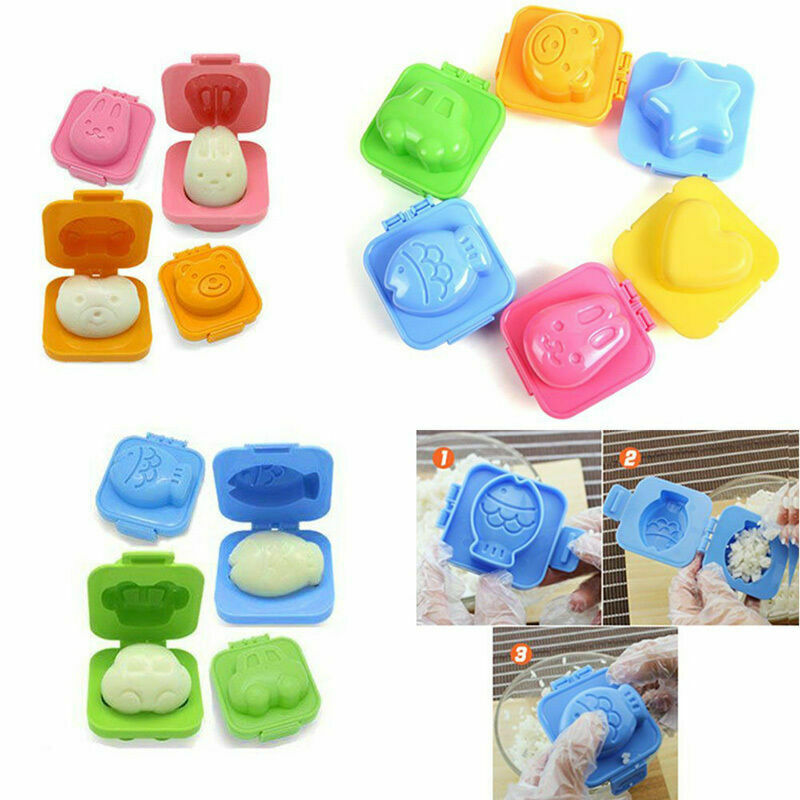 Set 4 Stampi per Uovo Sodo Formina per Uovo o Riso Egg Sushi Varie Forme