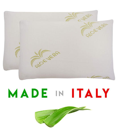 Coppia Cuscino Saponetta Memory Foam Aloe Vera Anallergico 74 x 42 H 15 cm