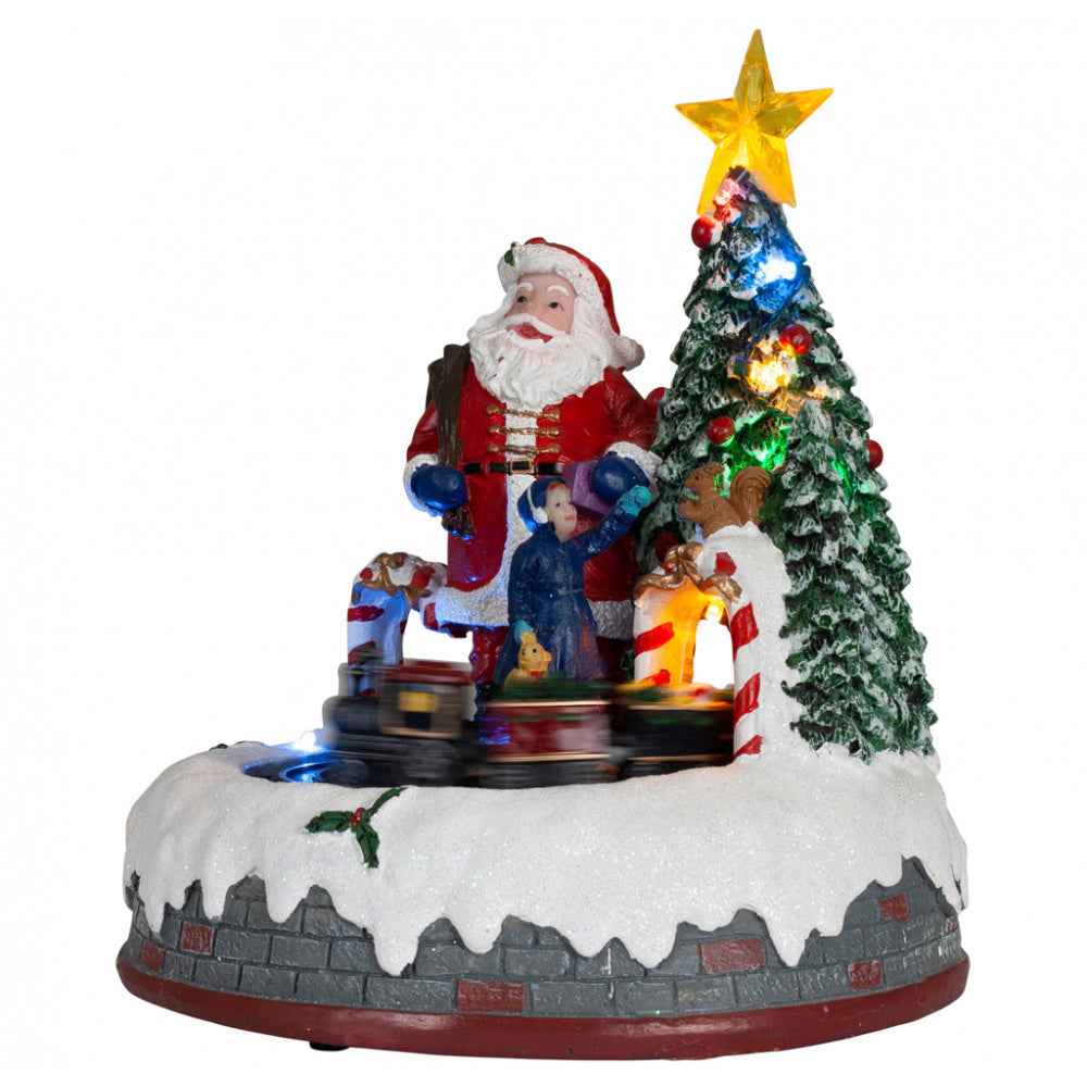 Carillon Babbo Natale e Trenino con Movimento Melodie Natale 24x19x18 cm 41807