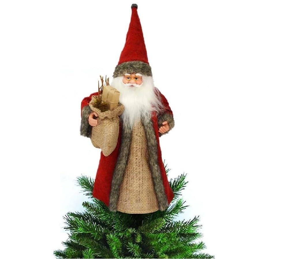 Puntale per Albero Babbo Natale 30 cm Tessuto Yuta Decorazioni Natalizie Fair