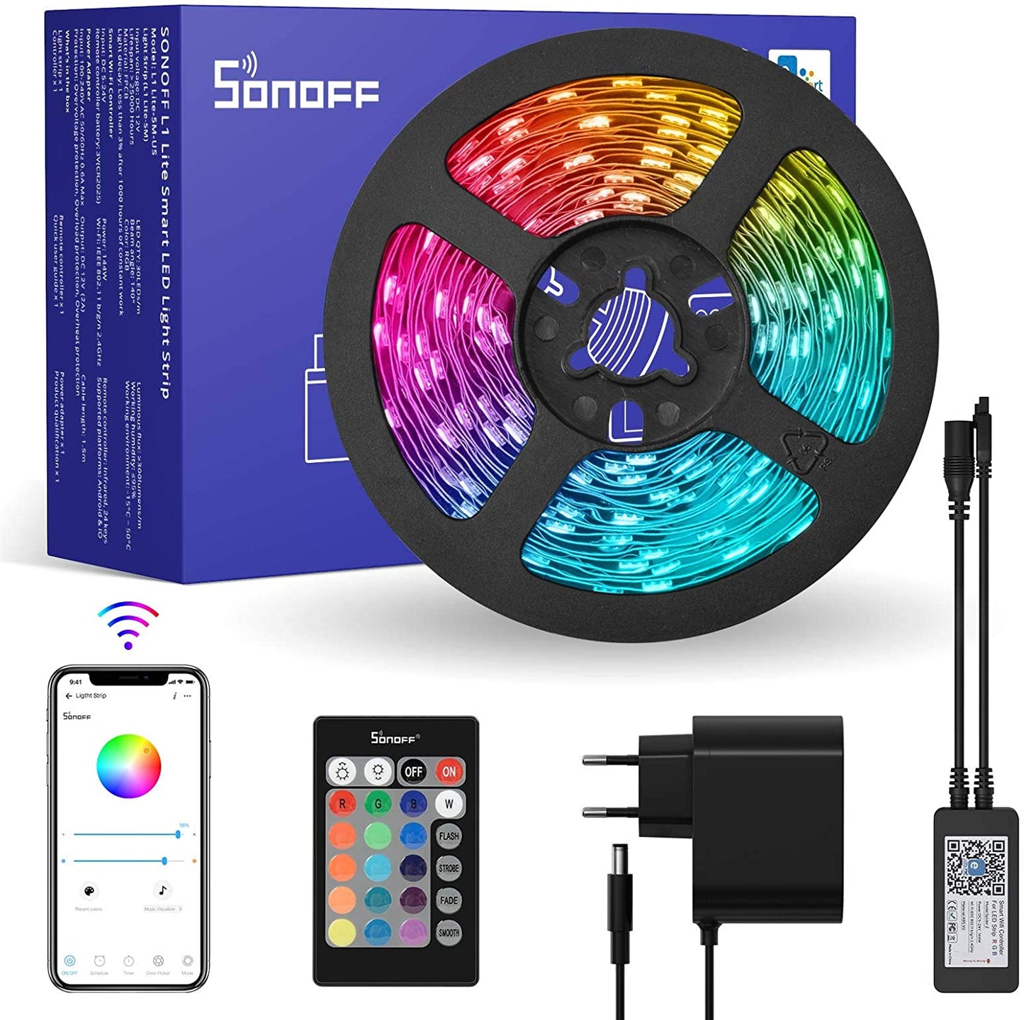 Striscia LED Smart Sonoff L2 Lite 5m WiFi RGB 5050 Alexa Google Home Strip Led