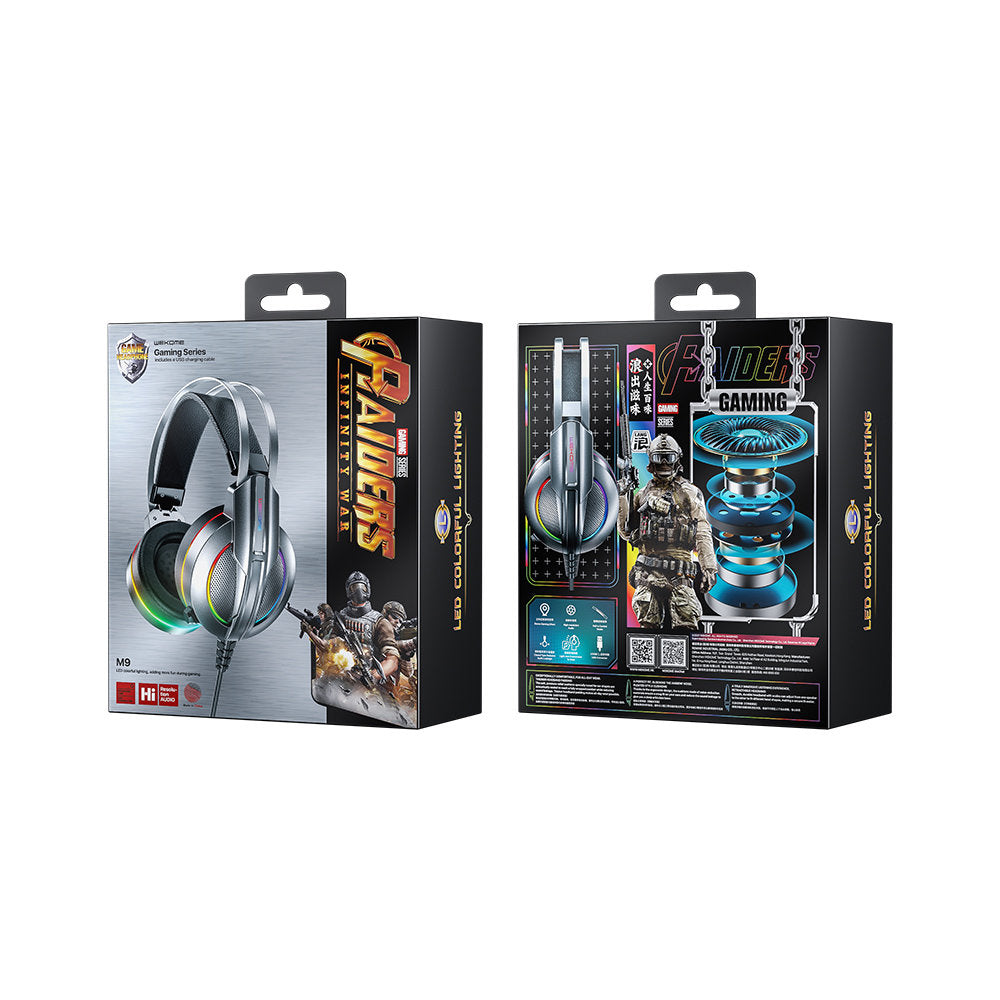 Cuffie Gaming Cuffia da Gioco PC con Microfono Luci LED Cancellazione Rumore Stereo Bass Deep Cuscinetti Auricolari M9