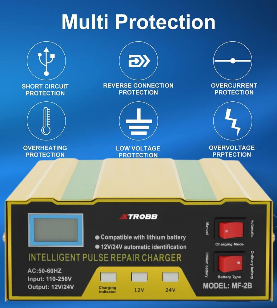 Caricabatteria Auto Moto Mantenitore Carica Professionale 12 - 24 v Portatile