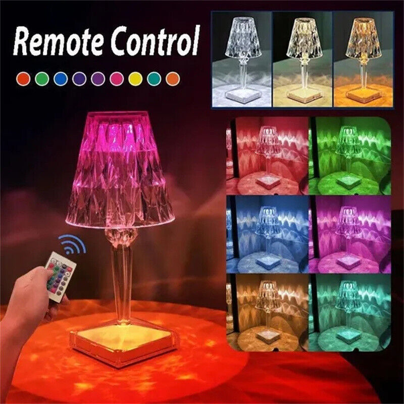 Lampada da Tavolo Touch Trasparente Atmosfera RGB Led Telecomando Ristoranti