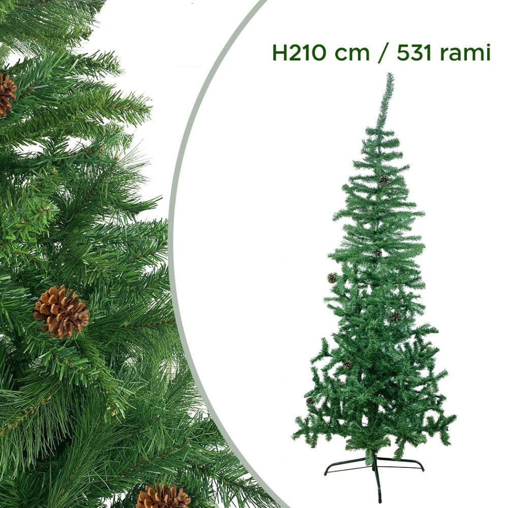 Albero Di Natale Abete 530 Rami Pieghevoli In PVC Artificiale 210 cm