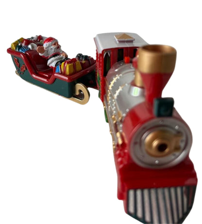 Trenino Natalizio Sotto Albero Locomotiva Luci Suoni Slitta Babbo Natale 102x46