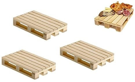 Fair Set 3 pz Vassoio in Legno Forma Pedana per Antipasti 18 x 12 cm